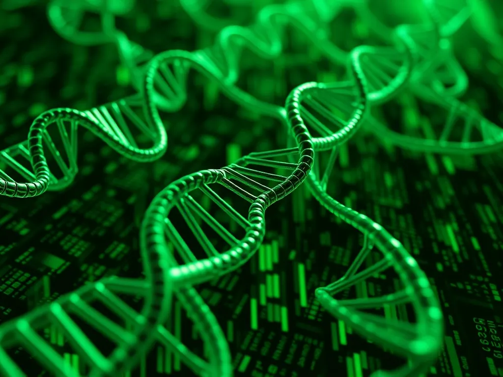 Abstract 3D visualization of biological data, DNA strands me