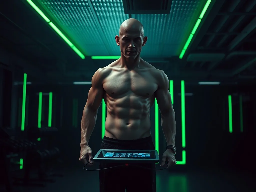 Professional digital body composition analyzer in a dark mod