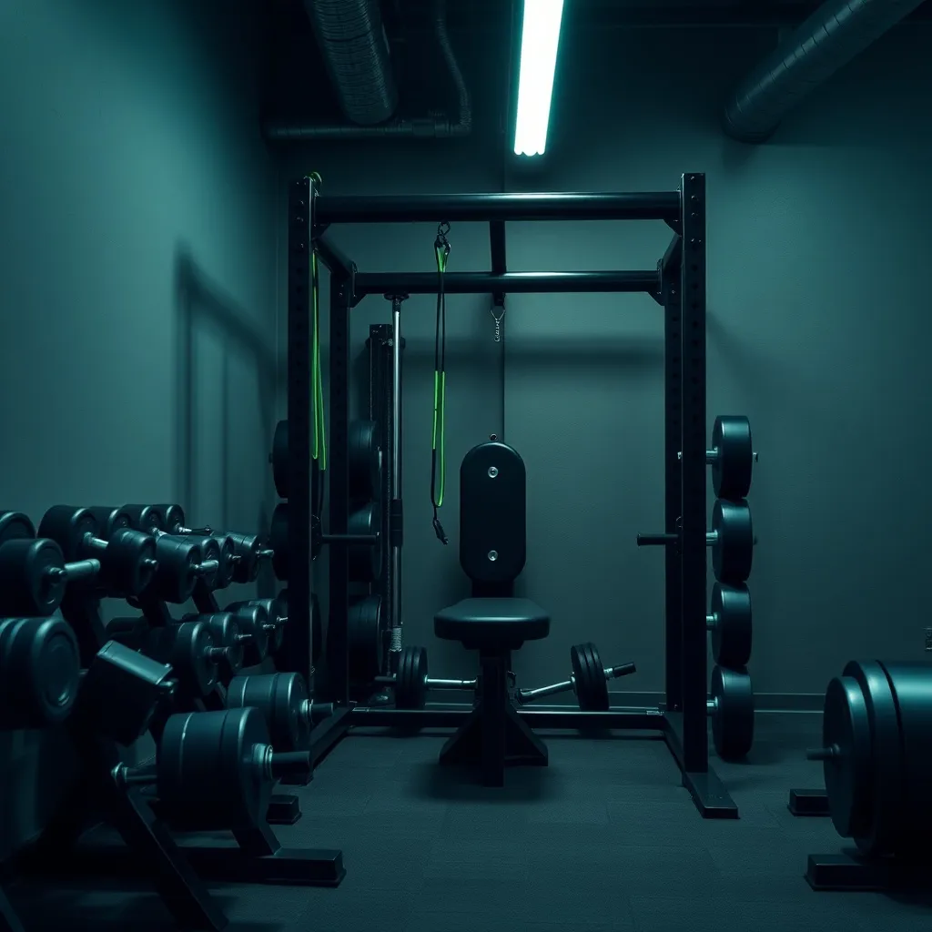 High-tech minimalist home gym equipment with adjustable dumb