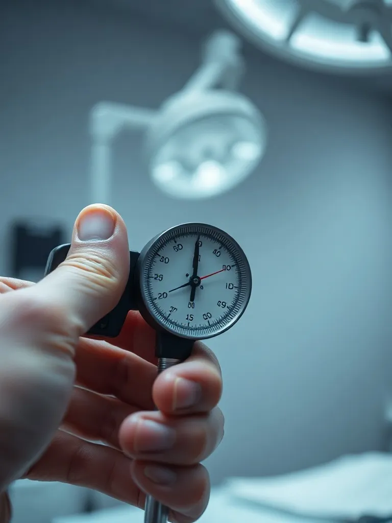 Close up of a physical therapist using a goniometer to measu