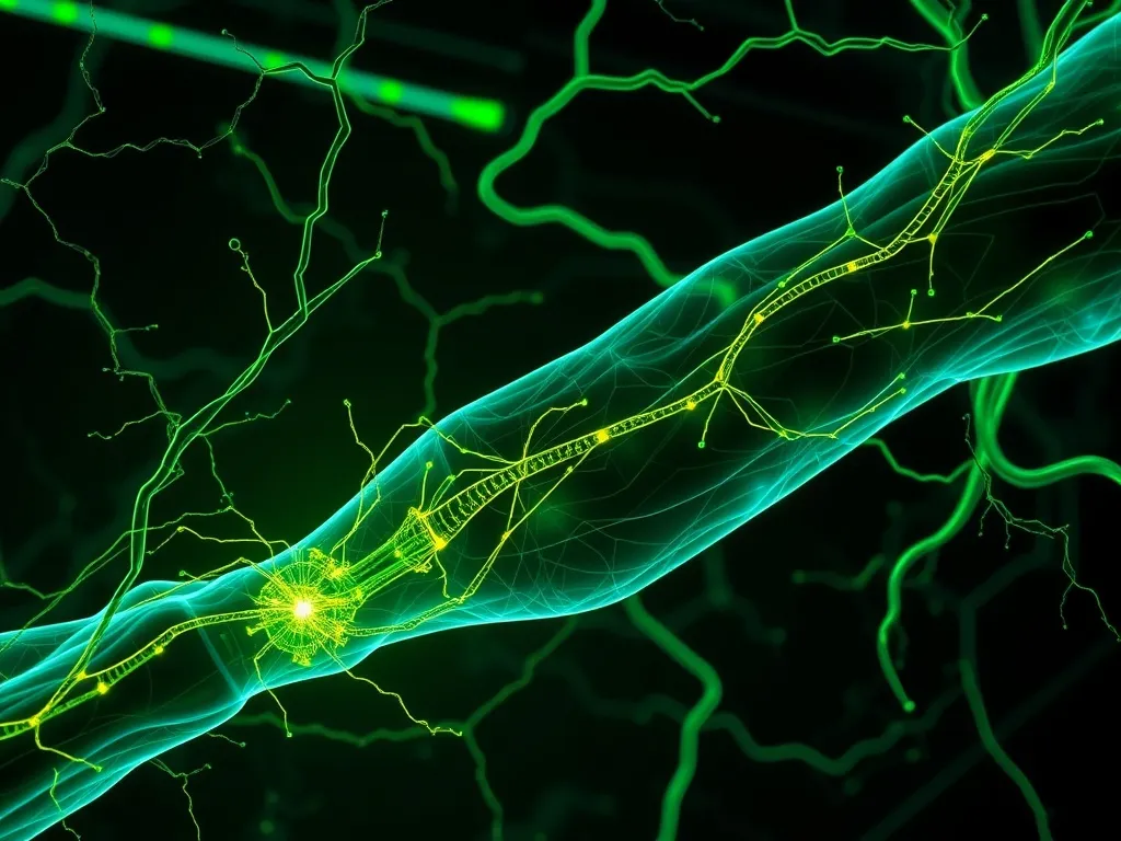 Detailed scientific visualization of muscle fibers and metab